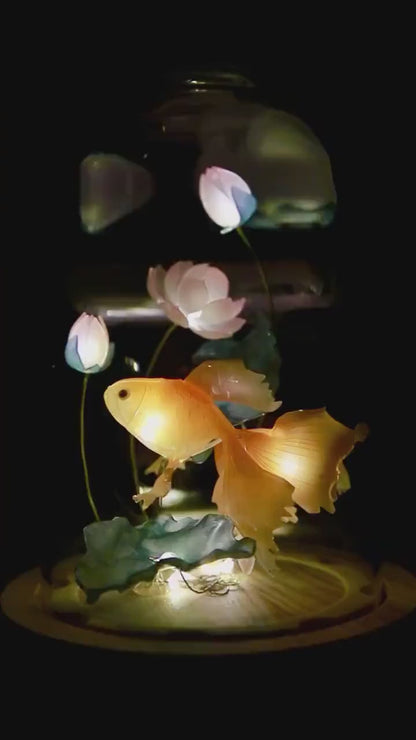 Handmade Goldfish Lotus Lamp, Koi Fish Lamp, Betta Fish Lamp, Fish Night Light, Goldfish Gift, Ambient Mood Light, Original Design