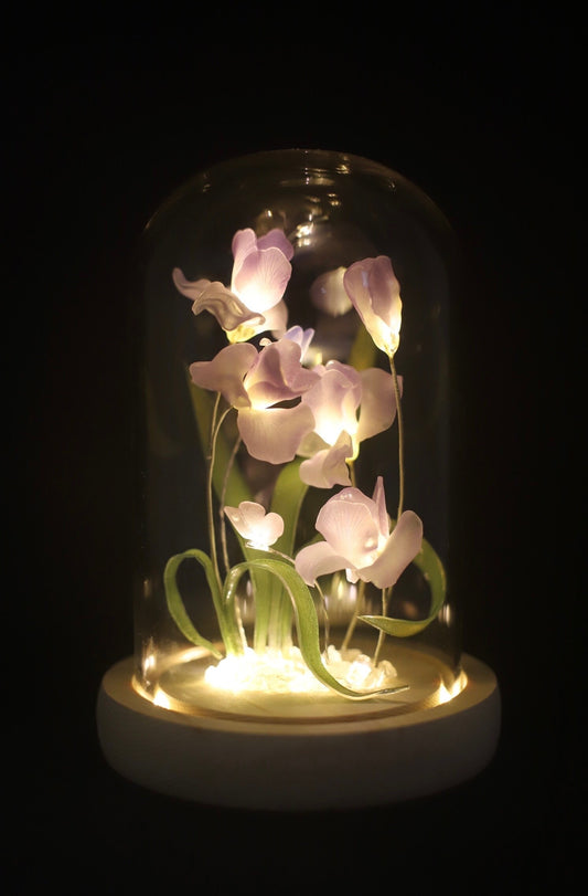 Handmade Iris Flower lamp, Orchid Tulip, Iris Home Decor, Iris Flower Night Light, Flower Dome, Purple Flower Gift