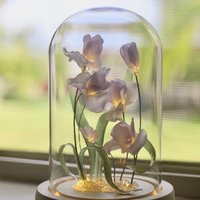 Handmade Iris Flower lamp, Orchid Tulip, Iris Home Decor, Iris Flower Night Light, Flower Dome, Purple Flower, Gift for Loved Ones