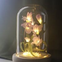 Handmade Iris Flower lamp, Orchid Tulip, Iris Home Decor, Iris Flower Night Light, Flower Dome, Purple Flower, Gift for Loved Ones