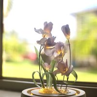 Handmade Iris Flower lamp, Orchid Tulip, Iris Home Decor, Iris Flower Night Light, Flower Dome, Purple Flower, Gift for Loved Ones