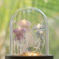 Handmade Jellyfish Night Light Table Lamp - Ocean Themed Tropical Decor Glass Dome