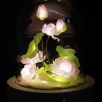 Handmade Lotus Flower Night Light, Glass Dome Flower Lamp, Lotus Lamp with Goldfish, Lotus Night Light, Flower Dome, Gift for Loved Ones