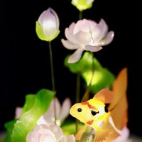 Handmade Lotus Flower Night Light, Glass Dome Flower Lamp, Lotus Lamp with Goldfish, Lotus Night Light, Flower Dome, Gift for Loved Ones