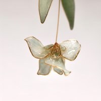 Handmade Resin Iris Flower Dangle Earrings - Romantic Sparkling Jewelry