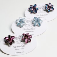 Handmade Wire Resin Sparkling Celestial Lily Flower Stud Earrings