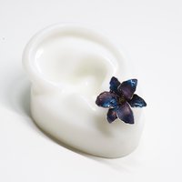 Handmade Wire Resin Sparkling Celestial Lily Flower Stud Earrings