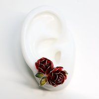 Handmade Wire Resin Rose Stud Earrings, June Birth Flower Accessories, Peony Flower Earrings