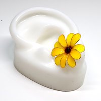 Handmade Wire Resin Daisy Flower/Sunflower Stud Earrings, April Birth Flower, Leo Zodiac Flower