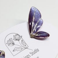 Handmade Colorful Resin Butterfly Earrings (small) - Jewel-Tone Statement Studs