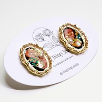 Handmade Exquisite Vintage Baroque Style Real Hydrangea Flower Stud Earrings