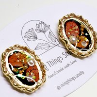 Handmade Exquisite Vintage Baroque Style Real Hydrangea Flower Stud Earrings