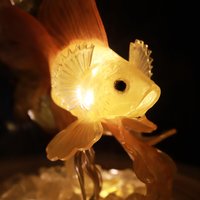 Handmade Mini Betta Fish Aquarium Lamp, Ocean Theme Ambient Mood Light, Sparkling Goldfish Lantern Night Light