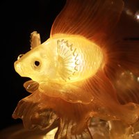 Handmade Mini Betta Fish Aquarium Lamp, Ocean Theme Ambient Mood Light, Sparkling Goldfish Lantern Night Light