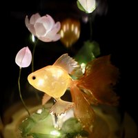 Handmade Goldfish Lotus Lamp, Koi Fish Lamp, Betta Fish Lamp, Fish Night Light, Goldfish Gift, Ambient Mood Light, Fish Lantern Aquarium