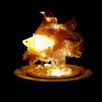 Handmade Mini Betta Fish Aquarium Lamp, Ocean Theme Ambient Mood Light, Sparkling Goldfish Lantern Night Light
