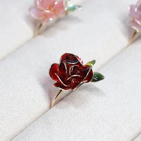 Handmade Adjustable Rose/Peony Flower Ring, Wire Resin Floral Statement Ring, One Size Fits Most