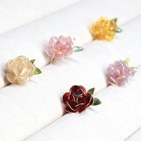 Handmade Adjustable Rose/Peony Flower Ring, Wire Resin Floral Statement Ring, One Size Fits Most