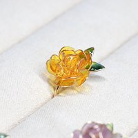 Handmade Adjustable Rose/Peony Flower Ring, Wire Resin Floral Statement Ring, One Size Fits Most