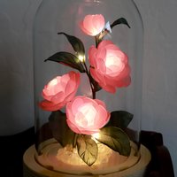 Handmade Elegant Floral Night Light: Eternal Camellia Peony Rose Lamp for Serene Ambiance