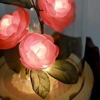 Handmade Elegant Floral Night Light: Eternal Camellia Peony Rose Lamp for Serene Ambiance