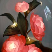 Handmade Elegant Floral Night Light: Eternal Camellia Peony Rose Lamp for Serene Ambiance