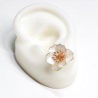 Handmade Wire Resin Camellia Flower Stud Earrings, Floral Pearlescent Earrings, Nature Inspired Romantic Flower Earrings