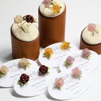 Handmade Adjustable Rose/Peony Flower Ring, Earrings, Wire Resin Floral Statement Ring, One Size Fits Most, Clip-on Earrings