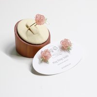 Handmade Adjustable Rose/Peony Flower Ring, Earrings, Wire Resin Floral Statement Ring, One Size Fits Most, Clip-on Earrings