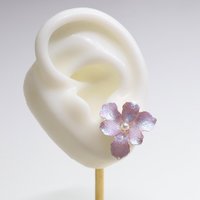 Handmade Iridescent Iris Flower Stud Earrings, Whimsical Nature Inspired Floral Jewelry