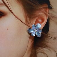 Handmade Iridescent Iris Flower Stud Earrings, Whimsical Nature Inspired Floral Jewelry