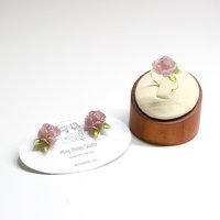 Handmade Adjustable Rose/Peony Flower Ring, Earrings, Wire Resin Floral Statement Ring, One Size Fits Most, Clip-on Earrings