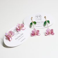Handmade Orchid Floral Resin Earrings, Elegant Butterfly Orchid Phalaenopsis Stud/Dangle Earrings, Botanical Jewelry, Clip-On Available