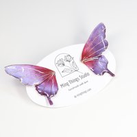 Handmade Shimmery Butterfly Stud Earrings, Sparkling Jewel-Tone Statement Earrings, Gradient Glittering Fairy Wing Wire Resin Jewelry,