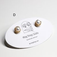 Elegant Pearl Stud Earrings: Minimalist Freshwater Pearl Gold-Tone Jewelry, Timeless Chic Accessories for Everyday Look & Special Occasions