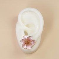Handmade Camellia Flower Stud Earrings and Adjustable Ring, Nature Inspired Romantic Pearlescent Floral Resin Jewelry, Clip-On Available