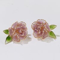 Handmade Adjustable Rose/Peony Flower Ring, Earrings, Wire Resin Floral Statement Ring, One Size Fits Most, Clip-on Earrings