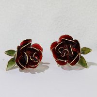 Handmade Adjustable Rose/Peony Flower Ring, Earrings, Wire Resin Floral Statement Ring, One Size Fits Most, Clip-on Earrings