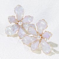 Handmade Iridescent Iris Orchid Flower Stud Earrings,  Resin Floral Whimsical Elegant Jewelry, Botanical Nature Inspired Accessories