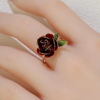 Handmade Adjustable Rose/Peony Flower Ring, Earrings, Wire Resin Floral Statement Ring, One Size Fits Most, Clip-on Earrings