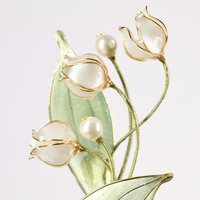 Handmade Lily of the Valley Brooch Pin, Resin Floral Art Lapel Pin, Botanical Gift