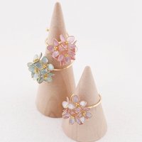 Handmade Hydrangea Flowers Earrings and Adjustable Rings, Romatic Floral Jewelry, Delicate Botanical Studs Gift, Hypoallergenic, Clip On