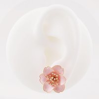 Handmade Camellia Flower Stud Earrings & Adjustable Ring
