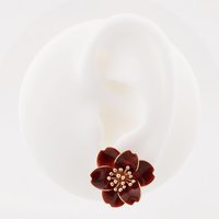 Handmade Camellia Flower Stud Earrings & Adjustable Ring