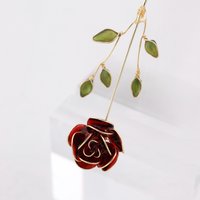 Handmade Rose Flower Drop Earrings