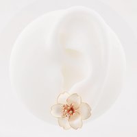 Handmade Camellia Flower Stud Earrings & Adjustable Ring