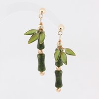 Handmade Jade Bamboo Dangle Earrings