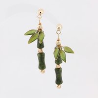 Handmade Jade Bamboo Dangle Earrings