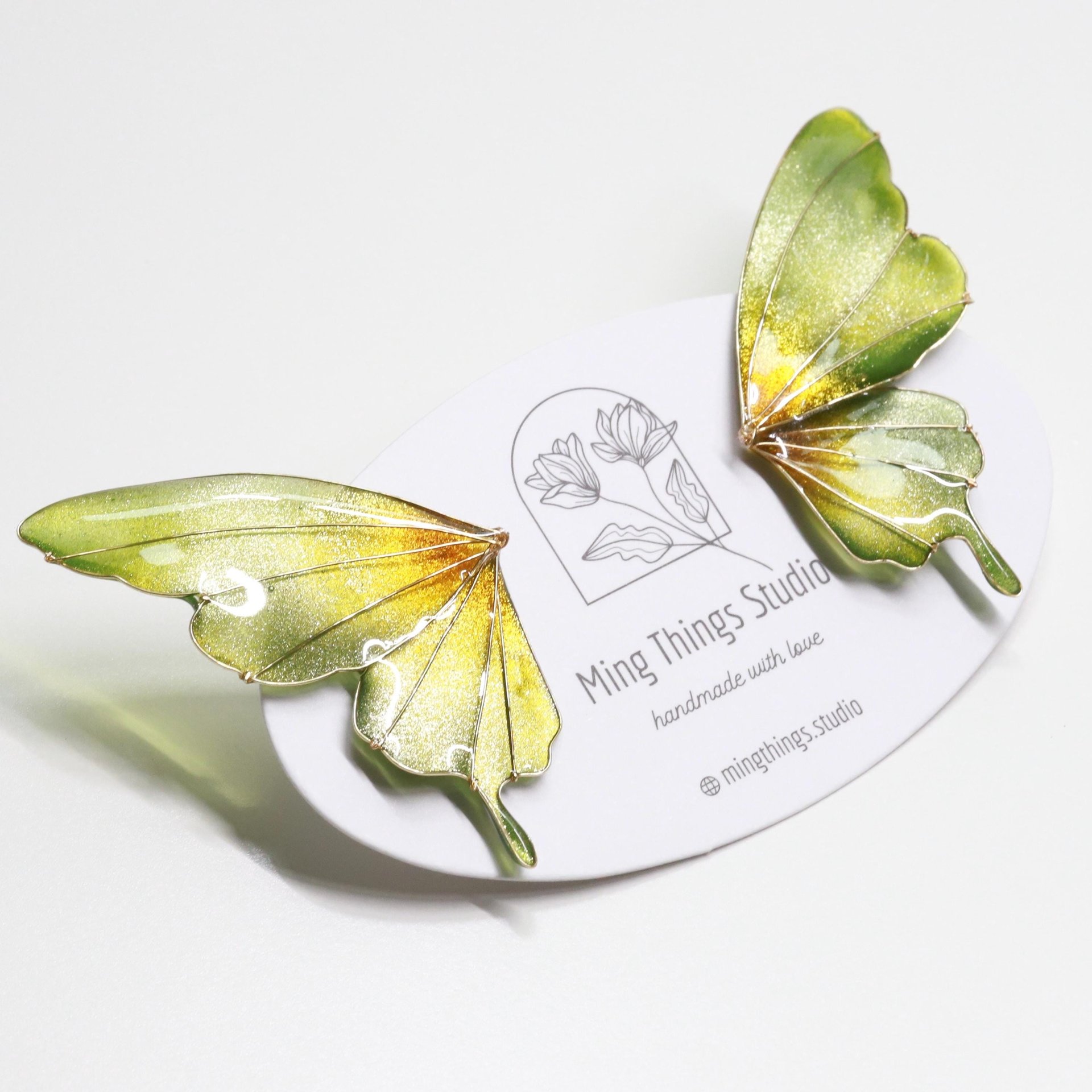 Handmade Sparkling Jewel-Tone Butterfly Statement Stud Earrings