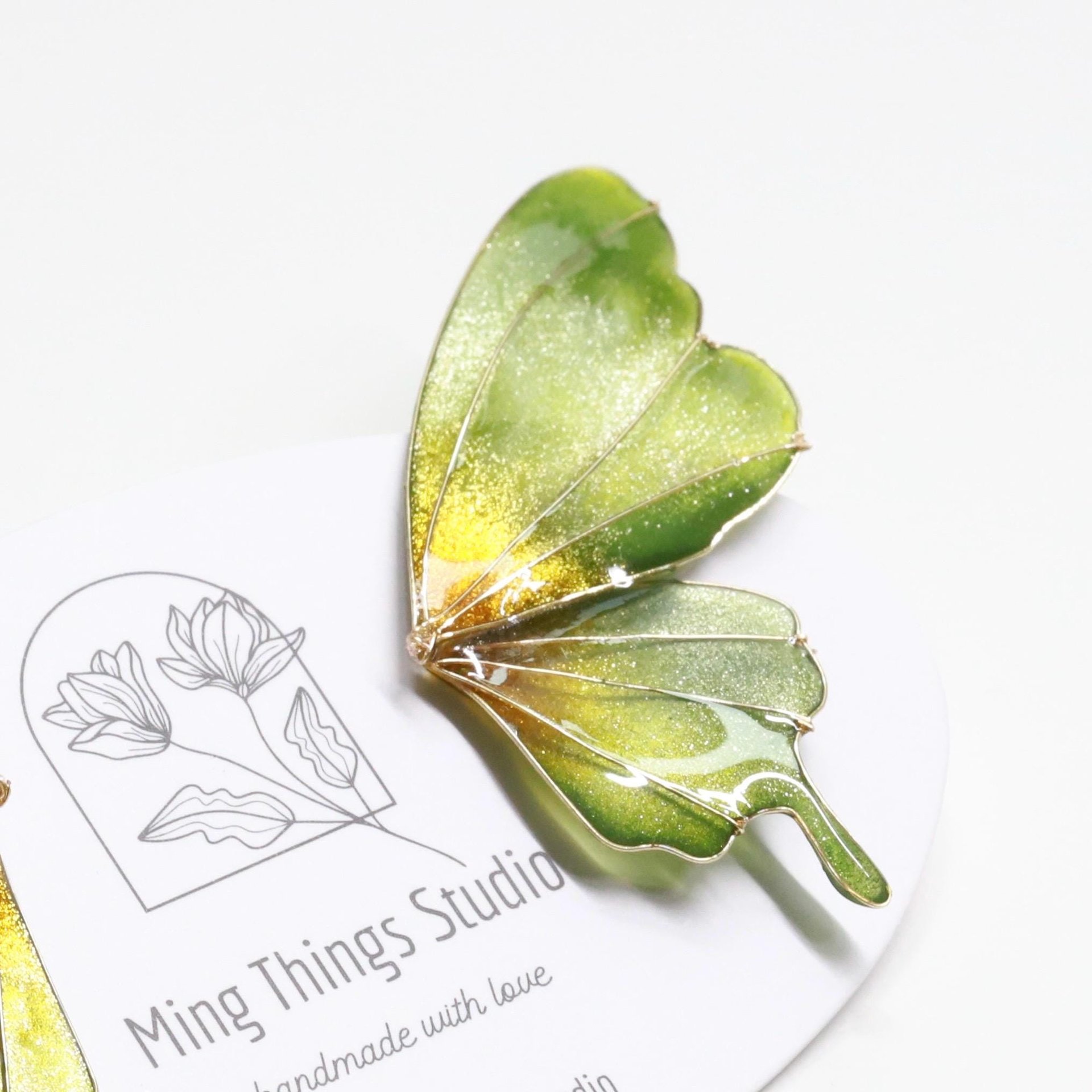 Handmade Sparkling Jewel-Tone Butterfly Statement Stud Earrings